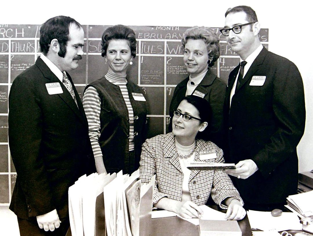 1972: ECOS Director Georgia Wirth (seated); (l to r) Donald R. Dobson, Margaret Schadler, Ann Allison and Thomas Hall. (Gazette photo).
